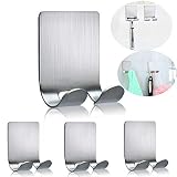 FOTYRIG Razor Holder for Shower Multi Purpose Razor Hook Hanger Shower Sticky Adhesive Hooks Stainless Steel Phone Holder for Hanging Shaving Razor, Plug, Keys-4 Packs