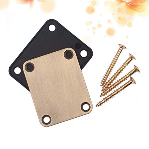 Milisten 2pcs Electric Guitar Neck Plates with 4pcs Screws for Strat Tele Guitar Jazz Bass Replacement Parts Accessories (Brass)