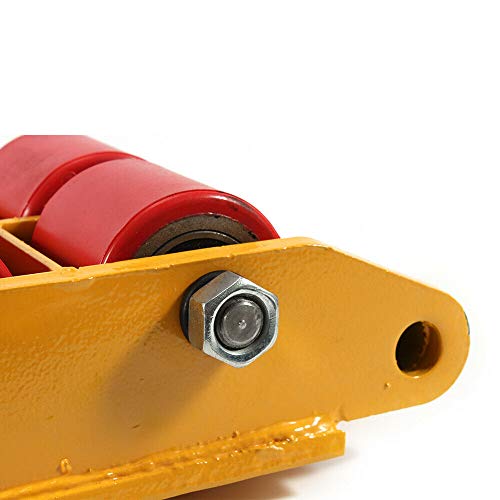 6T 4 Rollers Machinery Mover with 360°Rotation Wheel 13200 LB Industrial Dolly Skate Mover for Furniture Heavy Machinery (Yellow) - Thumbnail 3