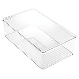 InterDesign Clarity Bathroom Storage Box Organizer for Vitamins, Medicine, Medical, Dental Supplies - Clear