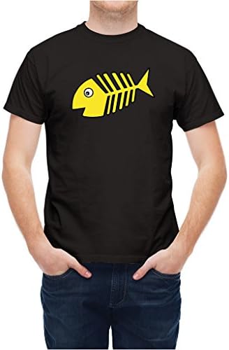T shirt Small Fishbone Yellow Black L