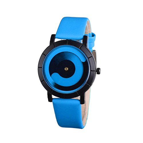 Start Unisex Women Couple Watch Creative Wave Lovers' Leather Band Watches (Blue)