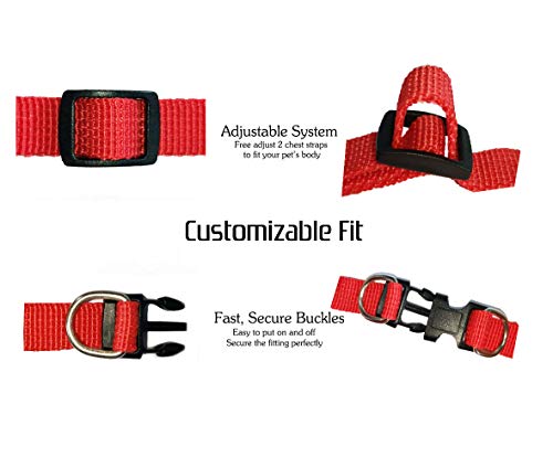 Kamots Beauty Escape Proof Cat Harness and Leash for Walking Adjustable Soft Mesh Pet Vest with Lead for Kitten Puppy Rabbit -(Red,S)