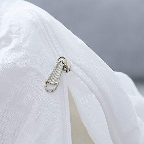 Smoofy White Duvet Cover, 3 Pieces Boho Style Microfiber Tasseled Bedding Sets with Zipper Closure(White, Queen)