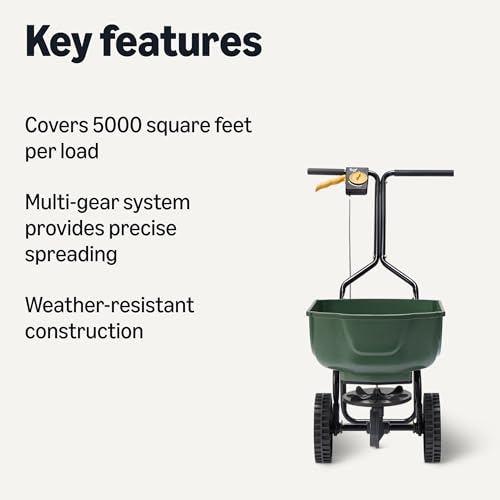 Amazon Basics Fertilizer Spreader for Lawn, Evenly Spreading, Multi-Gear System, Covers 5000 photo 6