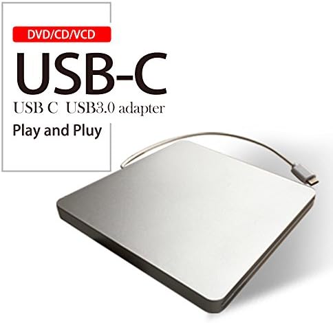 USB-C Super drive External DVD/CD Rewriter Drive USB External DVD/CD Drive Burner for latest Mac Pro/MacBook Pro/ASUS U306UA/ASUS/DELL Latitude，Support Windows 98/XP/Win 7/Win 8/Win10/Mac OS (Silver)
