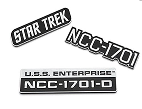 Set of Three Star Trek Car Emblems - Star Trek, NCC-1701 & U.S.S. Enterprise NCC-1701-D