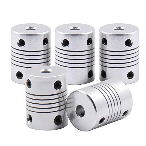 Saiper Flexible Couplings 5mm to 5mm (5pcs) Aluminum Alloy Joint Connector Compatible with NEMA 17 Stepper Motors, RepRap 3D Printer or CNC Machine, 3D Printer Accessories