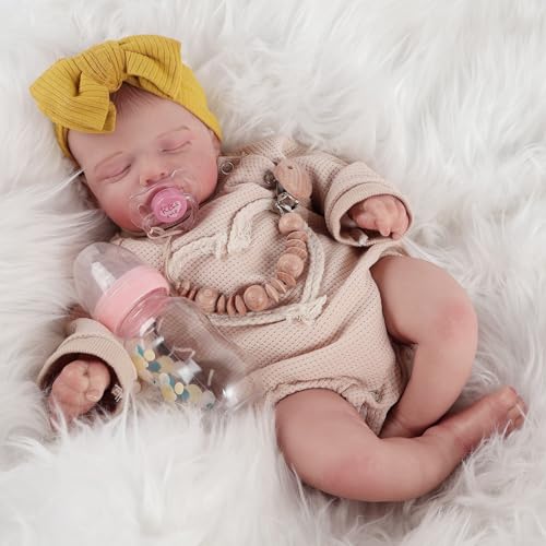 Photo 1 of FANCCI Reborn Baby Doll, 18 Inch Realistic Full Vinyl Lifelike Sleeping Doll, Real Life Birthday Toys for Kids Age 3+ (TwinA)
