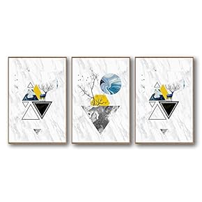 3 Piece Framed Canvas Home Artwork Decoration Abstract Mountain Canvas Wall Art for Living Room, Bedroom - 16"x24"x3 Panels