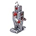 Wind Up Robot Toy Collectible Gift w/ Key Silver Grey