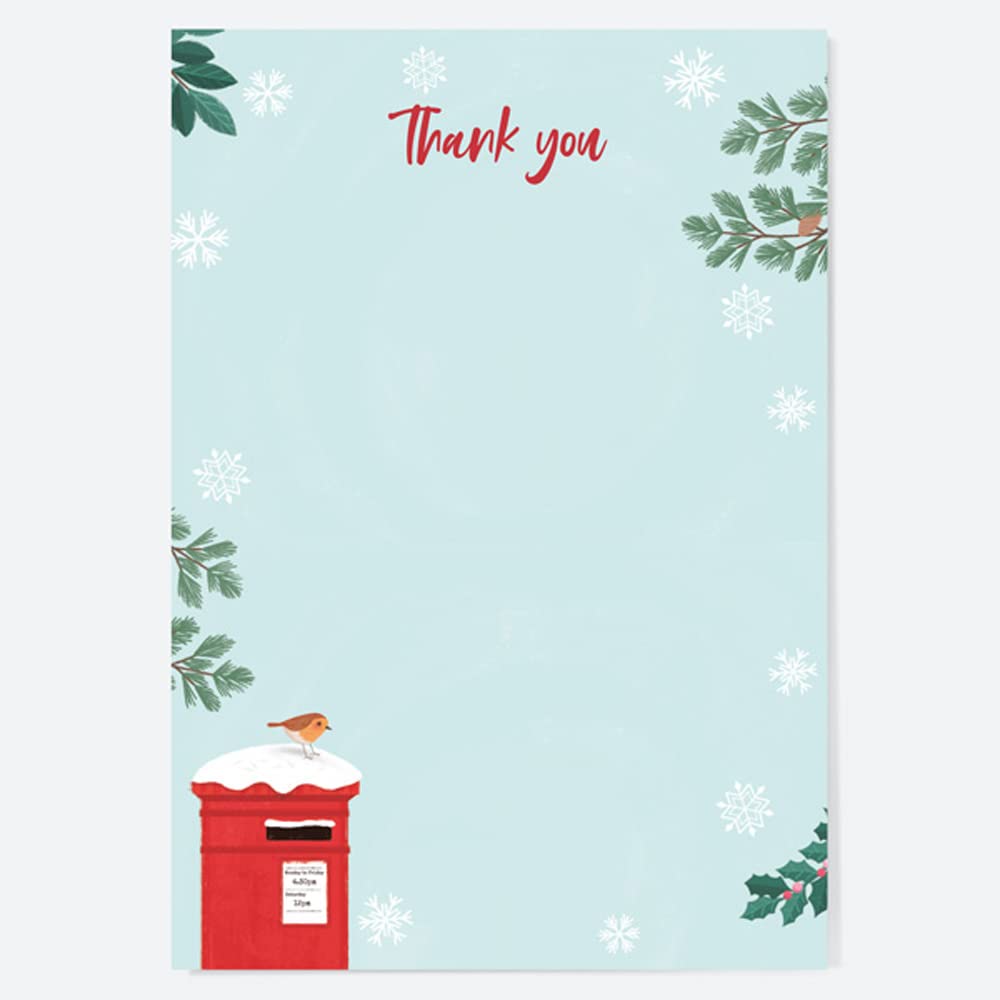Dotty About Paper Postbox & Robin - Special Delivery Christmas Thank You Notelet - Pack of 20 (28 0026)
