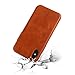TOOVREN Protective Phone Xs Max Case Genuine Leather Ultra Slim Vintage Designer Shell Back Cover for Apple Phone Xs Max 6.5’’ (2018) Brown