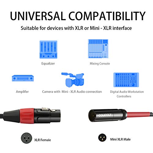 COLICOLY XLR Female to Mini XLR Male Microphone Audio Cable for