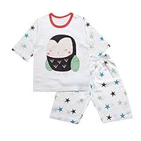 OllCHAENGi Toddler Kids Boys Girls Cotton Pajama Set 3/4 Sleeve 3T-14Y Owl (100(3T-4T))
