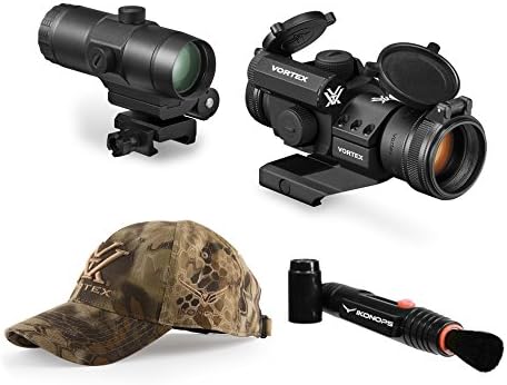 IKONOPS Baseball Hat and Lens Pen Bundled with 1 Vortex Optics StrikeFire 2 Red / Green Dot Sight w/ Cantilever Mount and 1 Vortex VMX-3t Magnifier with Flip to Side Mount best Red dot combo Accessory