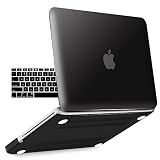 iBenzer Old MacBook Pro 13 Inch case A1278, Soft Touch Hard Case Shell Cover with Keyboard Cover for Apple MacBook Pro 13 with CD-ROM, Black MMP13BK+ 1