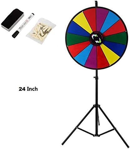 Superland 24 Inch or 18 Inch Tabletop Color Prize Wheel with Folding Tripod Floor Stand 14 Slots Dry Erase (24 Inch)