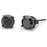 Men's Earrings - Men's 6mm Round Black CZ Stud Earrings - Gifts for Dad