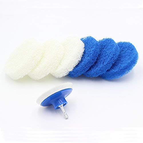 Cooptop Bathroom & Kitchen Cleaning Drill Brush Set - Power Scrub Pad Cleaning Kit - Power Scrubbing Drill Attachment - Cleaning Scouring Pads (Blue&White)