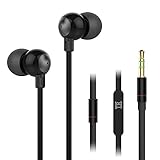 Earphones,TechRise Stereo in-ear Headphone Headset Earphone Microphone ,High Definition,Tangle Free, Noise Isolating,HEAVY DEEP BASS for iPhones, iPads,Android, LG, PC Laptop, and More-Piano Black