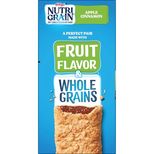 NUTRI-GRAIN BREAKFAST BARS, MADE WITH 10G WHOLE GRAINS, SNACK BARS, APPLE CINNAMON, 20.8OZ BOX, 16 COUNT (PACK OF 3)
