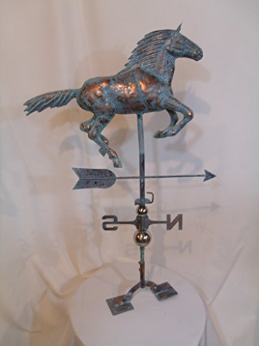 Furniture Barn USA Large Handcrafted 3D 3- Dimensional Running Horse Weathervane Copper Patina Finish