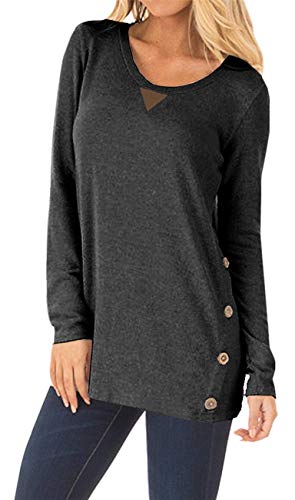 HARHAY Women's Long Sleeve Faux Suede Casual Blouse Tunic Shirt Tops Grey XXL