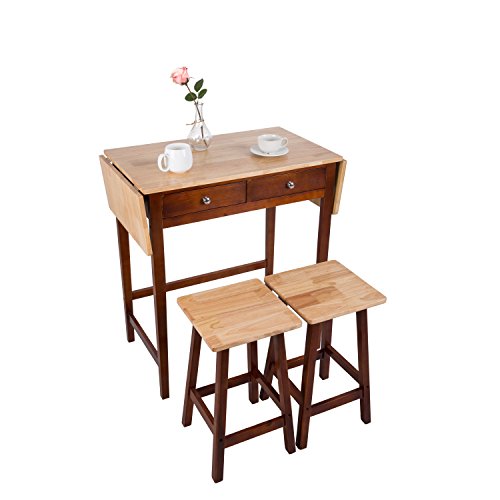 Buy Peach Tree Foldable Kitchen Table 3Piece Dining Set Wooden Home