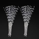 NUOMI White Pearl Sticks Beaded String for Crafts, 50 Strands Bridal Bouquets Decoration, Wedding Party Decor