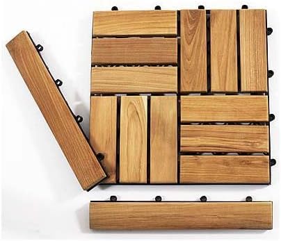 Le Click Teak 1.5 x 1 End Pieces Interlocking in Natural (Set of 2) by Infinita