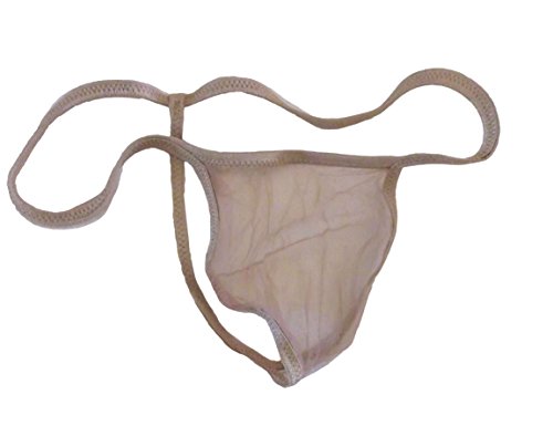 SWIC Mens Stocking Seamless G String Expandable SUPER NAKED (Large, Beige)