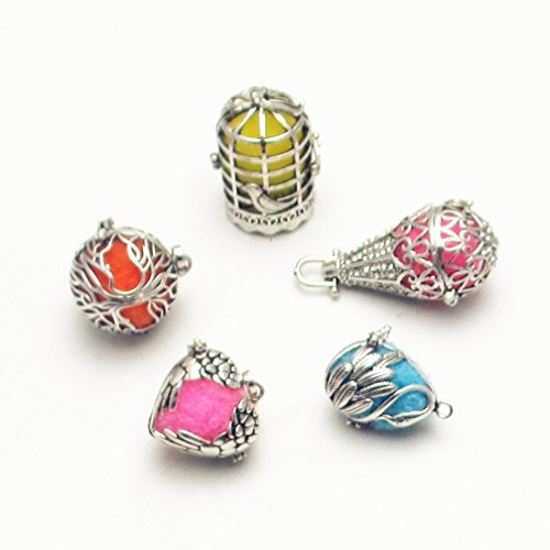 Dandan DIY 5pcs Bird Brass Cage Assorted Styles Owl Heart Landmine Tree Locket Perfume Essential Oil Aromatherapy Diffuser Charms Hollow Pendant Craft Diffusion Ball (Assorted Styles) - Thumbnail 6