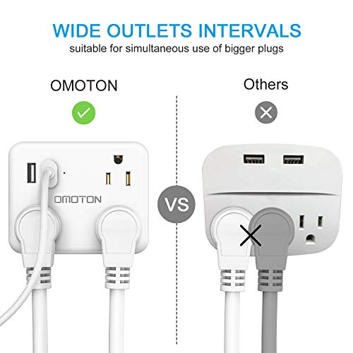 Cruise Power Strip No Surge Protector, OMOTON Travel Wall Tap with 3