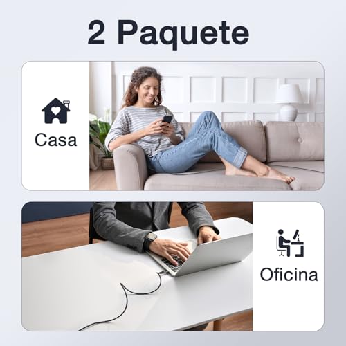 1HORA Cable USB C a USB C 3A 60W PD, 2M Paquete de 2, Tipo C a Tipo C Carga Rápida, Nylon Trenzado, Compatible con Samsung Galaxy S25/S24, IP17/16/15, iPad Pro 2024, MacBook Pro 2023, Android