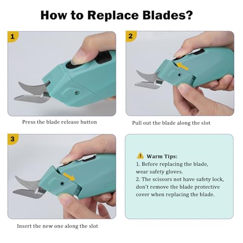 Electric Scissors, 4V Sewing Scissors, 2500mAh Electric Scissors Carton, 2 Cutting Blades For Fabric For Cardboard Leather Carpet PVC
