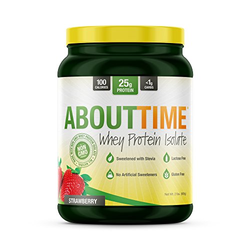 About Time Whey Isolate Protein, Non-GMO, All Natural, Lactose/Gluten Free, 24g of Protein Per Serving (Strawberry - 2 Pounds)