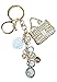 AM Landen Bling Gold Handbag White Rhinestone with Pearls Key Chain Key Rings Handbag Purse Charm Best Women's Keychain