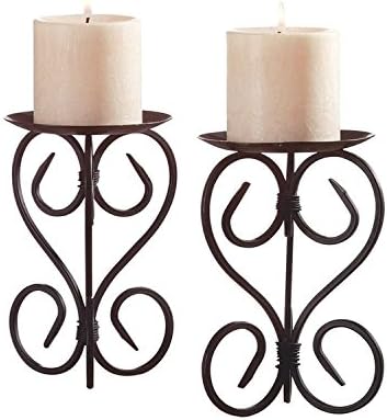 Happy Lifestyles Decors Black Scroll work table top candle holders 2 PCS