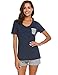 Hotouch Womens Casual Pajama Set Striped Short Sleeve Top & Short Pjs Sets Navy Blue M