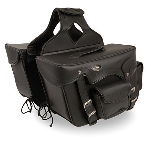 Milwaukee Performance SH666ZB Black Zip-Off Double Front Pocket PVC Throw Over Saddle Bag with Reflective Piping
