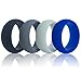 Men silicone wedding ring, DoerDo Rubber sport band, Designed for Souvenir and Wearing comfortably to Taking exercise - 4 Rings Pack(Black, Grey, Light grey, Blue)