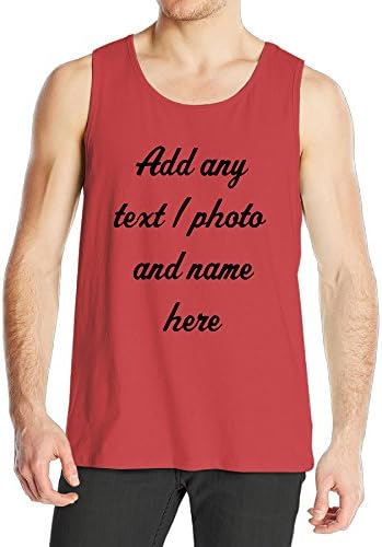 custom Tank Tops Design Your Own For Men Personalized With Text or Image(Red XXL)