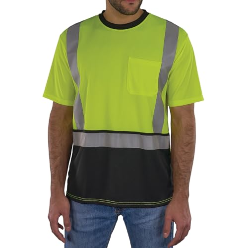 Ergodyne GloWear 8286BK Hi Vis Safety Shirt, Type R Class 2, Reflective Short S…