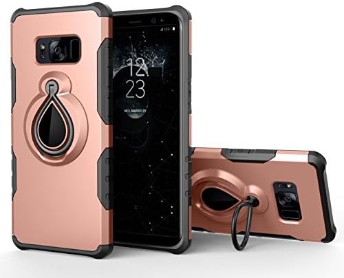 Samsung S8 case, Ring Kickstand Case 360 Degree Rotating, Protective Shock-proof Cover with Magnetic Car Mount for Samsung Galaxy S8 - Rose Gold