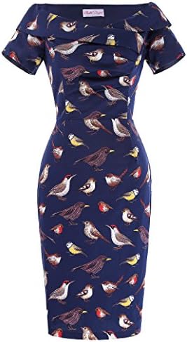 Off Shoulder 1950s Vintage Dress Short Sleeve Homecoming Pencil Dress