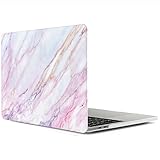 MacBook pro 15 case - Matte Rubber Coated Soft Touch Plastic Hard Case for New MacBook Pro 15 inch Retina with Touch Bar and Touch ID 2017 & 2016 Released, Model A1707 - Pink Marble