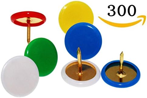 HENREK Push Pins, 3/8-Inch Plastic Round Head, 5/16-Inch Steel Point Thumb Tacks, 300/Box (5 Colors Assorted)