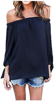 Women Sexy Off Shoulder Chiffon Blouse Shirt Tops Summer (Large, Top104)