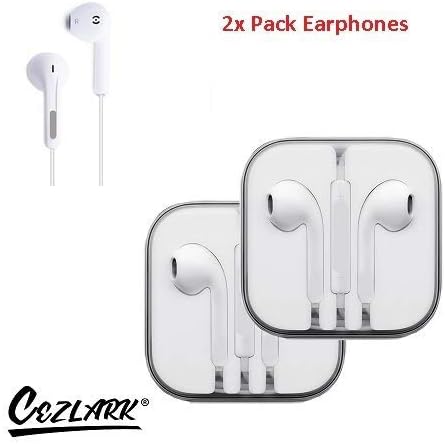 Cezlark® Supreme Quality Earphones/Headphones/Earbuds with Stereo Mic & Remote Control compatible for iPhones including, iPad 4, iPad Mini, ipod and iPhone 4/5 / 5C /5S / 6/6 Plus (White - 2 Pack')